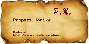 Propszt Mónika névjegykártya
